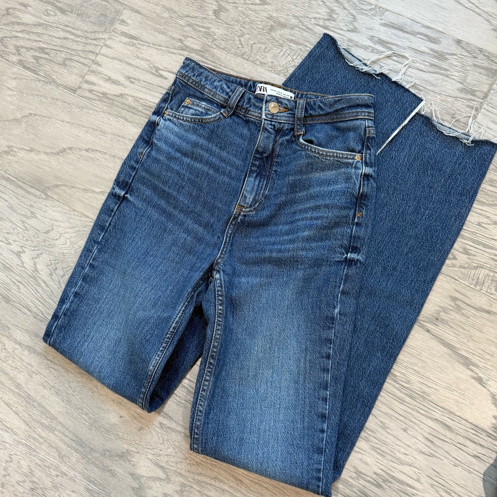 Zara High Rise Split Flare Jeans